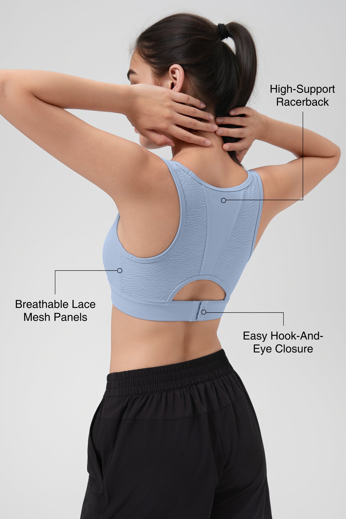 Power™ Racerback Breathable Lace Mesh Bra | Women's High Support Sports Bra