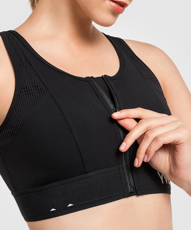 Reggiseno da corsa imbottito con zip frontale in rete e logo Echo | Reggiseno sportivo ad alto sostegno da donna