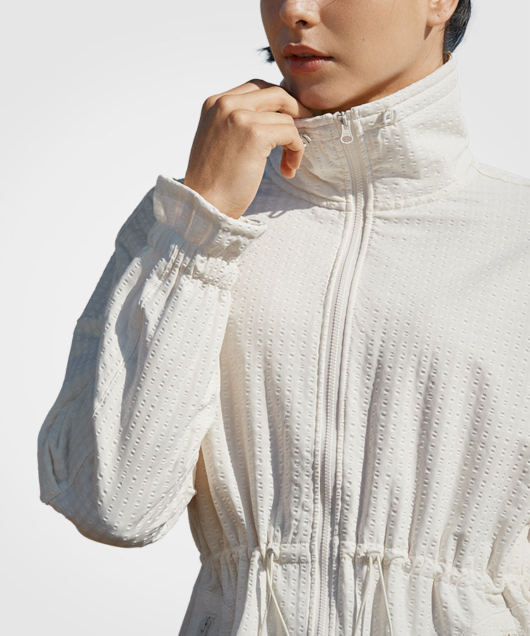 Shift Textured Drawstring Waist Fleece lined Jacket | Women's Sports Jacket