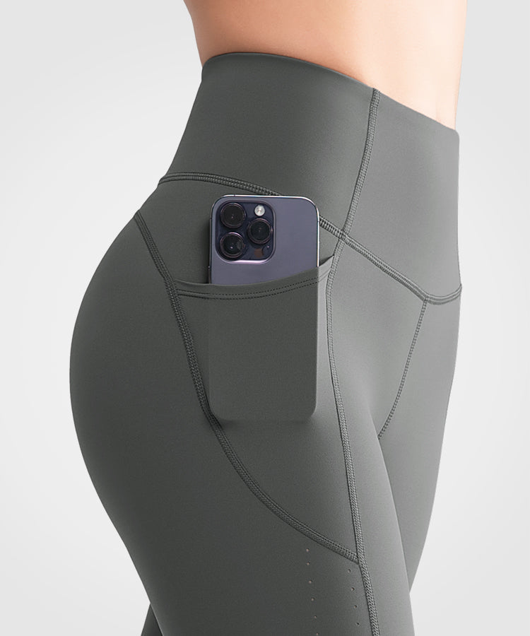 Echo High Waist Biker-Shorts mit seitlichen Taschen und Perforation, 8" | Sport-Shorts mit hohem Halt für Damen