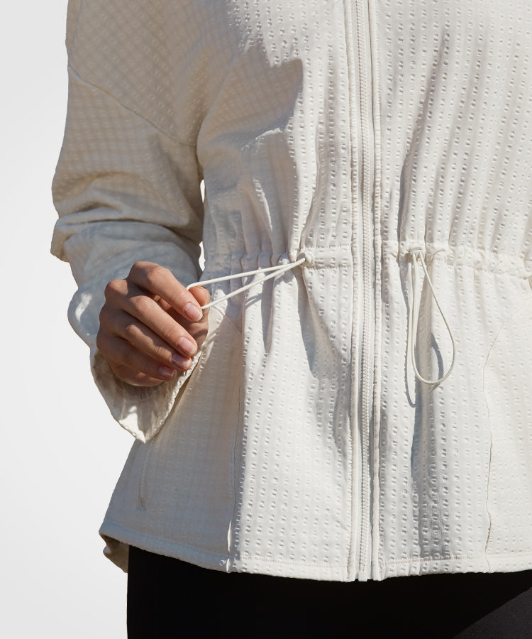 Shift Textured Drawstring Waist Fleece lined Jacket | Women's Sports Jacket