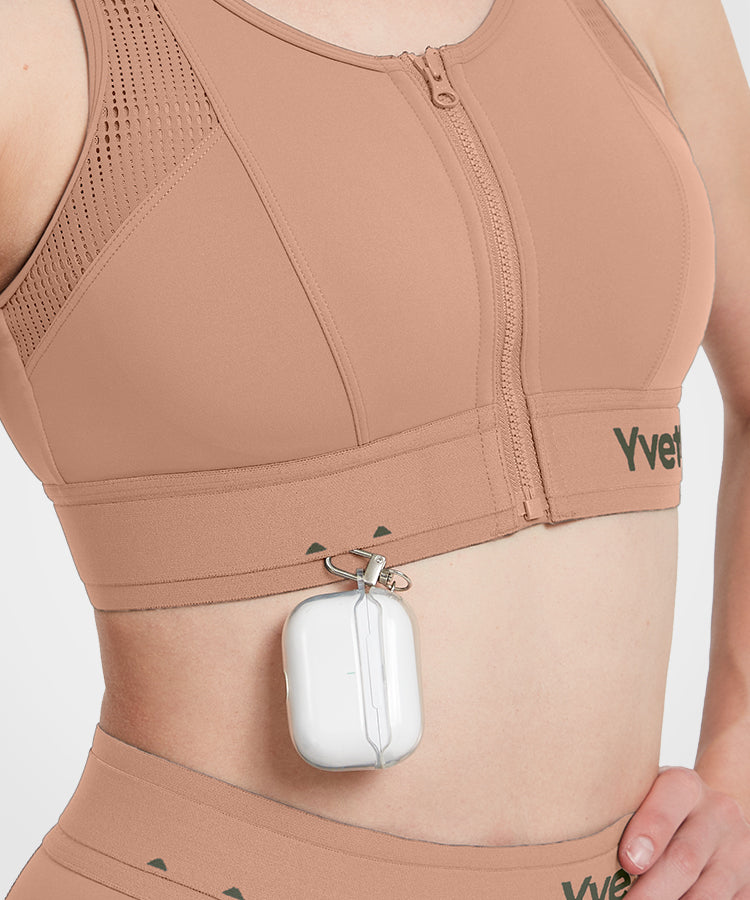 Reggiseno da corsa imbottito con zip frontale in rete e logo Echo | Reggiseno sportivo ad alto sostegno da donna