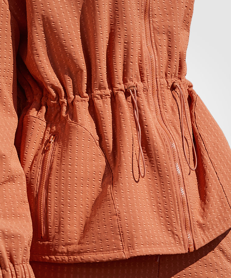 Shift Textured Drawstring Waist Fleece lined Jacket | Women's Sports Jacket