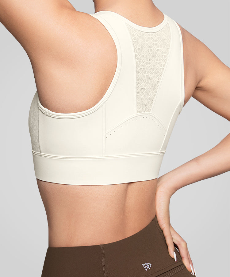 Sujetador deportivo acolchado y transpirable con empalme de malla Echo | Sujetador deportivo de alta sujeción para mujer