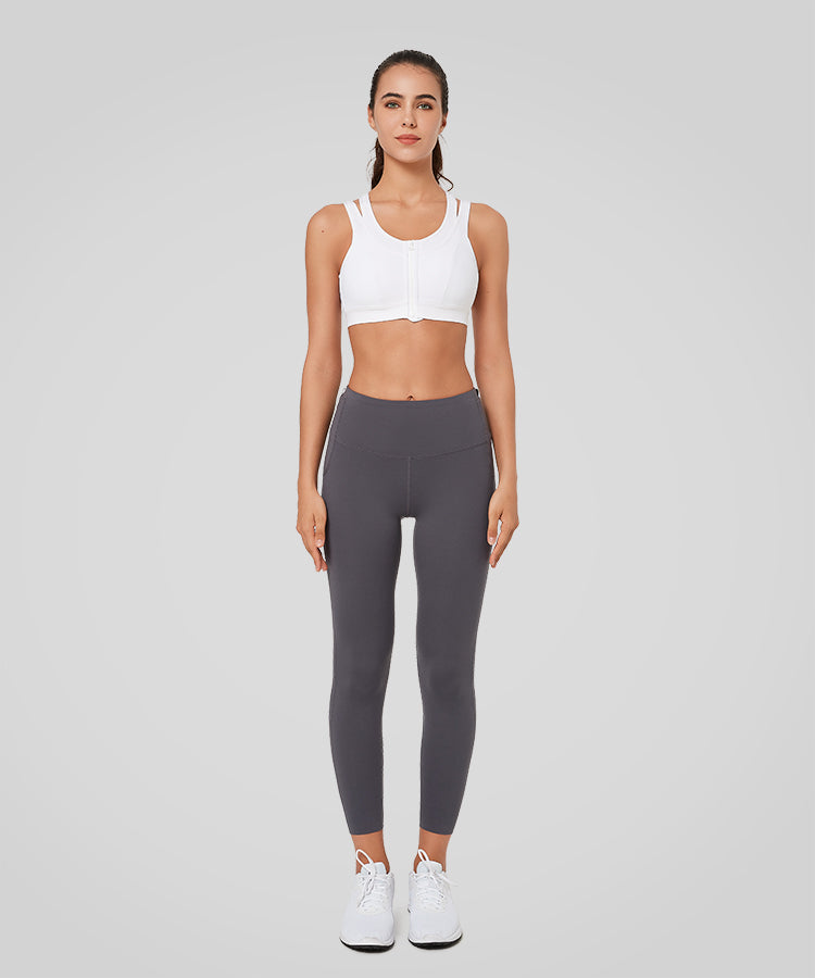 Enfold Zip Mesh Racerback Padded Running Bra | Women's High Support Sports Bra