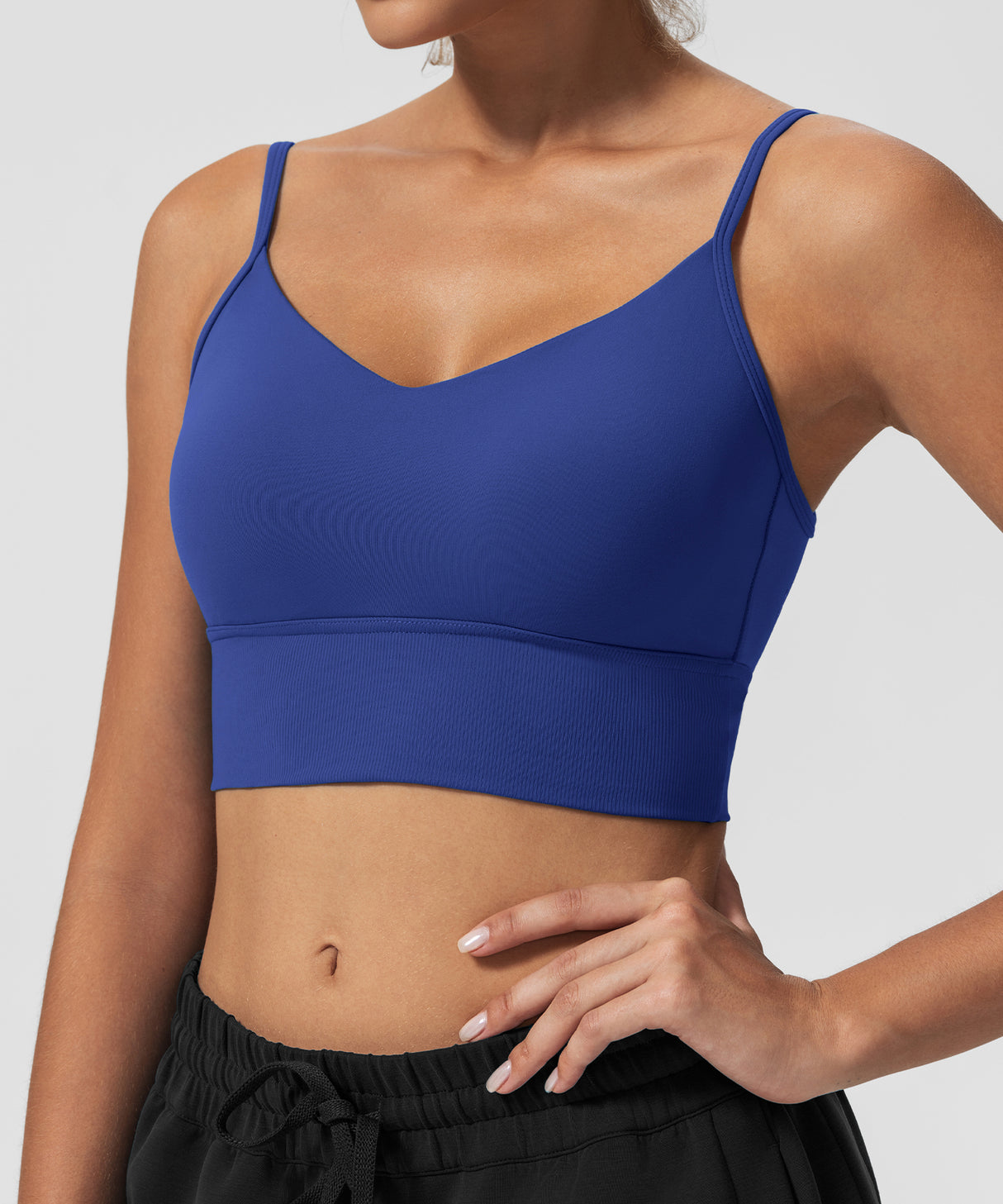 Echo V-Neck Ribbed Padded Yoga Bra | Women's Light Support Sports Bra