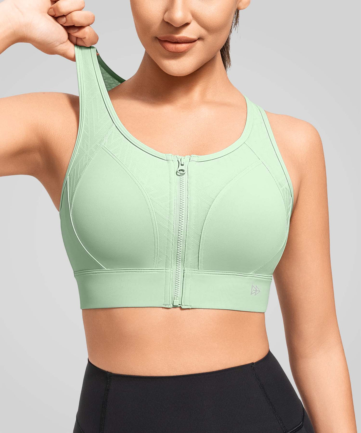 Power Zip Front Key Hole Back Sports Bra | Women's High Support Sports Bra