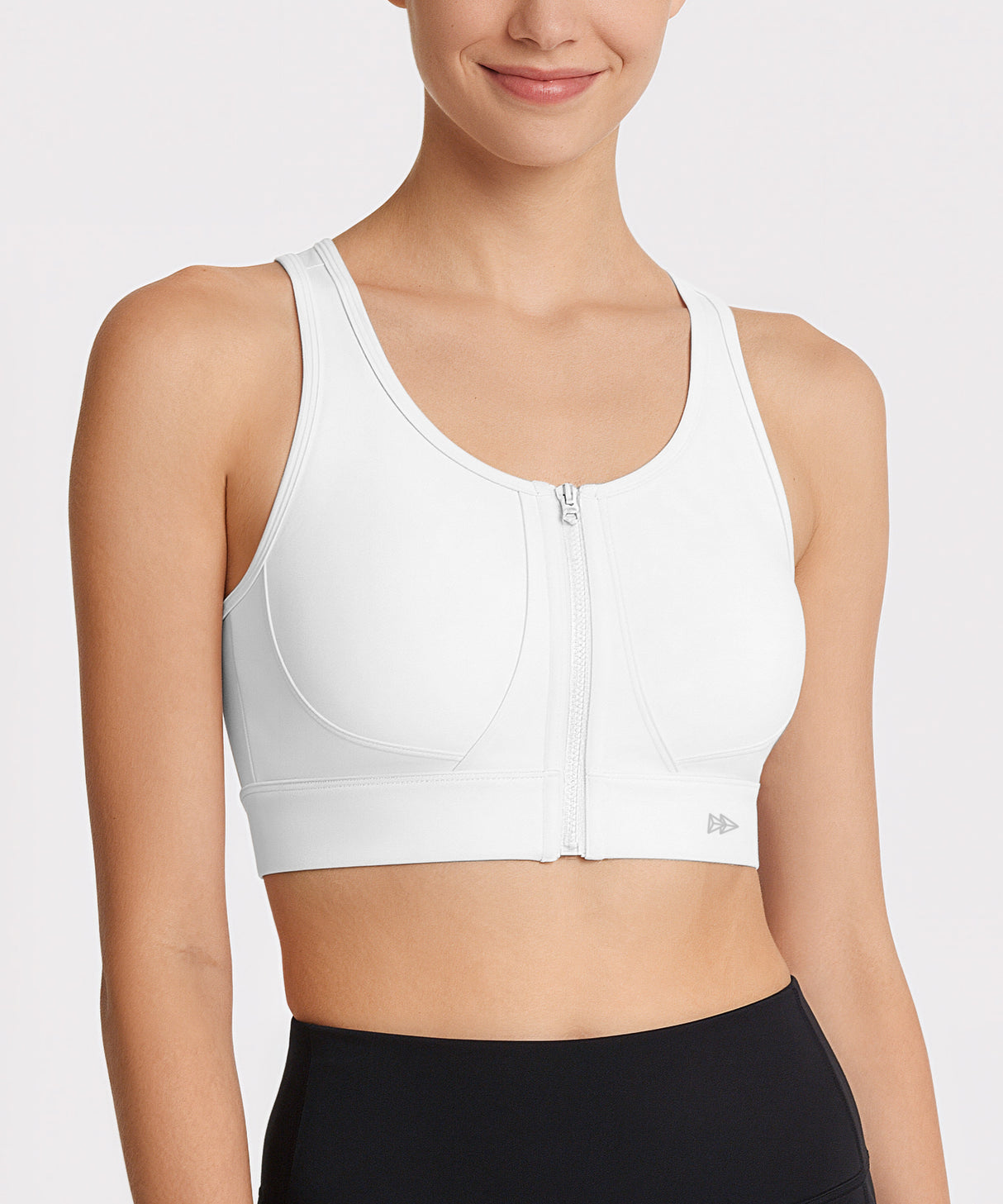 Power Front Zip Full Coverage Racerback Mesh Running Bra | Women's High Support Sports Bra Power Front Zip Full Coverage Racerback Mesh Running Bra | Women's High Support Sports Bra