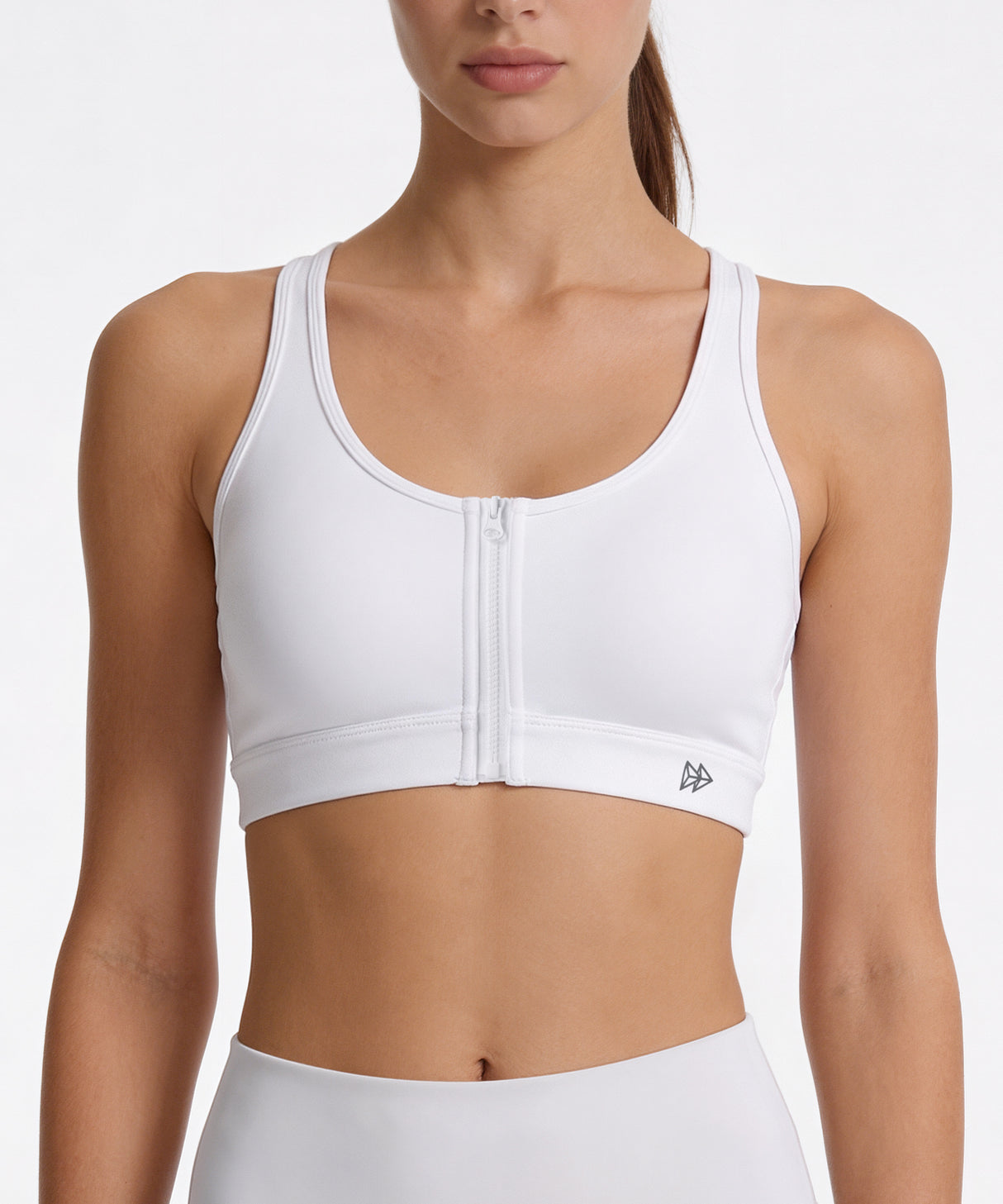 Shift Front Zip Sewn-in Pads Racerback Running Bra | Women's High Support Sports Bra