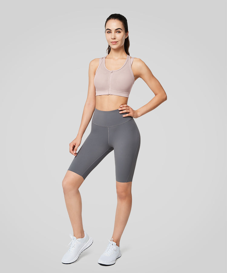 Power Zip Front Mesh Padded Running Bra | Damen Sport-BH mit starkem Halt