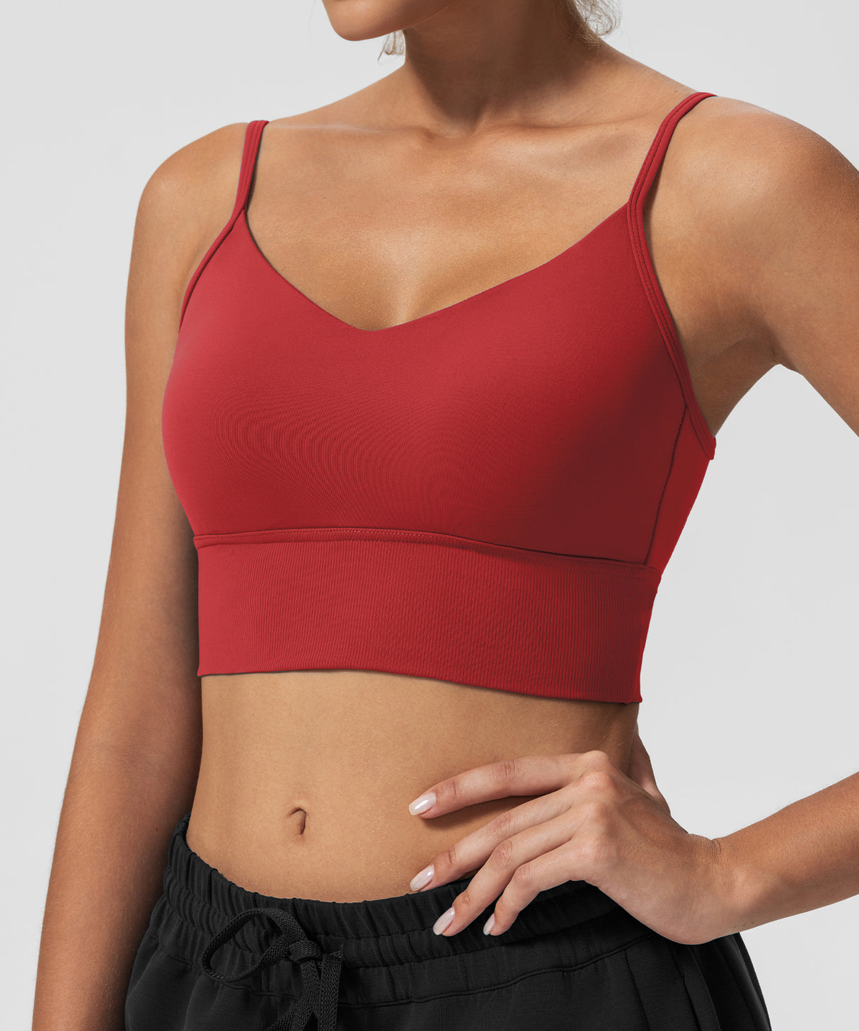 Echo V-Neck Ribbed Padded Yoga Bra | Women's Light Support Sports Bra