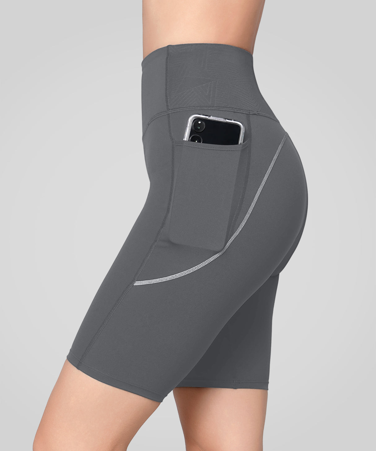 Echo Stretchy High Waist Shorts with Side Pockets 9‘’| Women's High Support Running Shorts