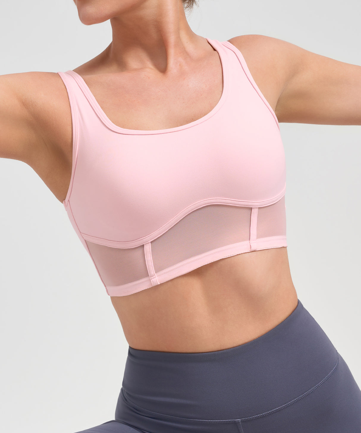 Anywhere Sewn-In Padded Mesh Yoga Bra| Women's Light Support Sports Bra