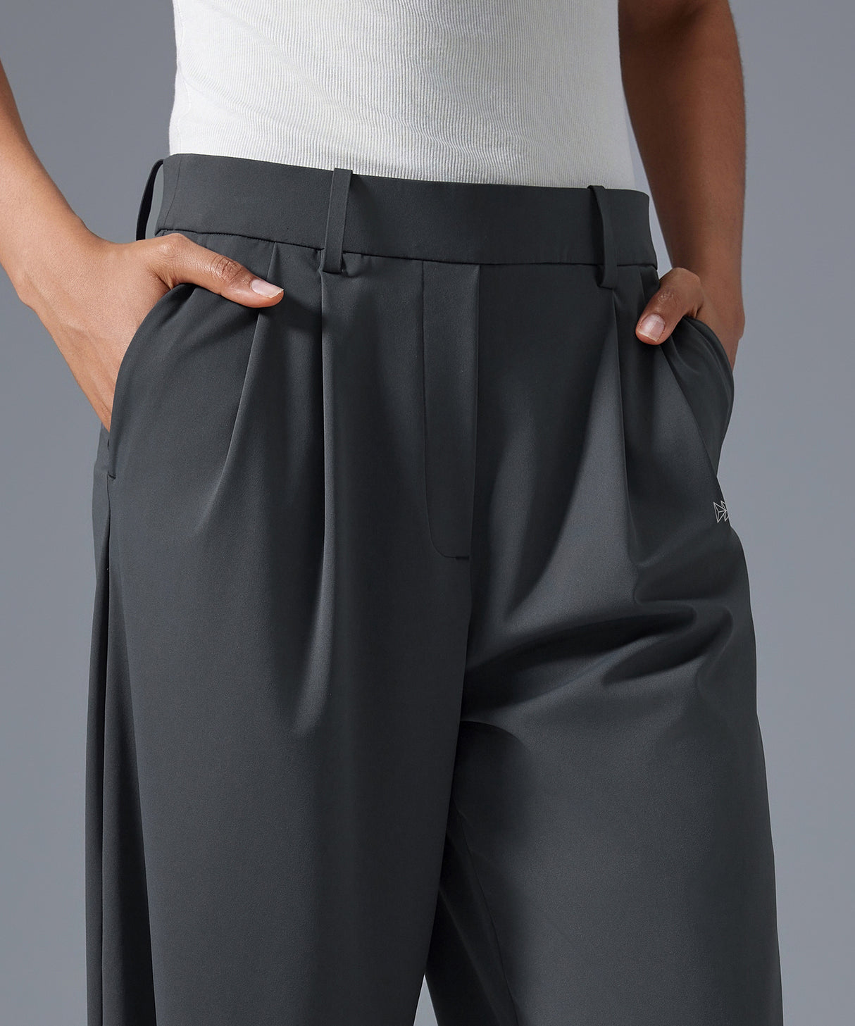 Pantalones de traje modernos, largos, holgados y plisados con pierna ancha | Pantalones de sujeción ligera para mujer Pantalones de traje modernos, largos, holgados y plisados con pierna ancha | Pantalones de sujeción ligera para mujer