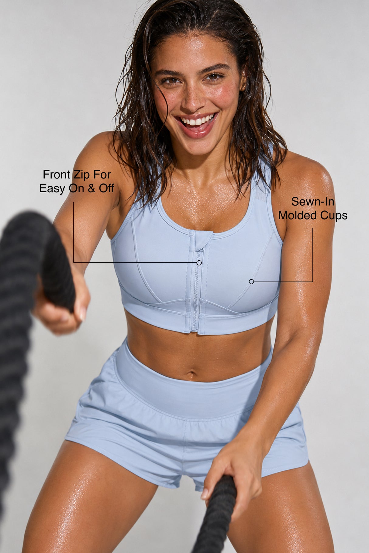 Enfold™ Zip Front Breathable Racerback High Impact Running Bra | Women's High Support Sports Bra