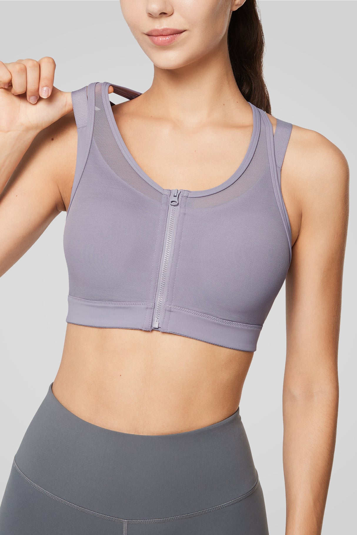 Power™ Zip Front Breathable Full-Coverage Running Bra | Women's High Support Sports Bra