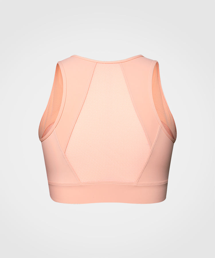 Echo Jacquard Mesh Dragkedja Fram Vadderad Löpar-BH | Sport-BH med Högt Stöd för Damer