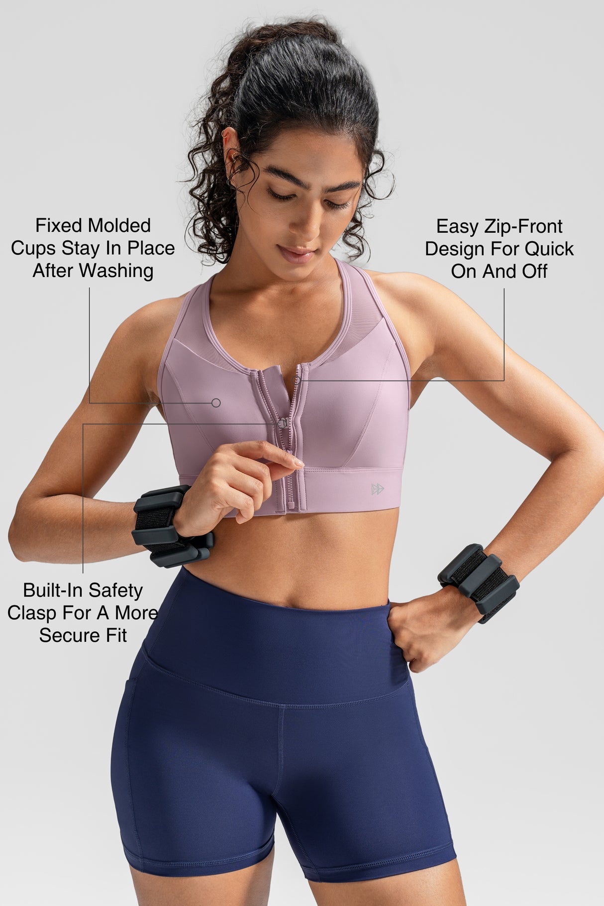 Power™ Zip-Front Secure High-Support Breathable Training Bra | High-Impact Support Best For Running, HIIT & Training