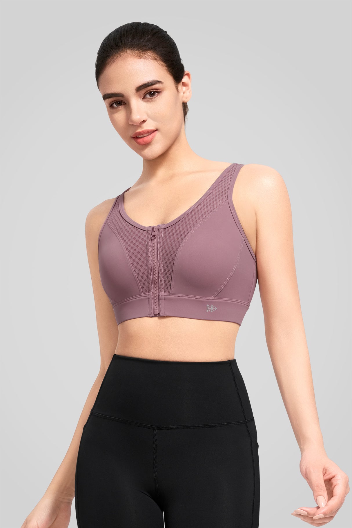 Power™ Grid Mesh Zip Front Sports Bra | Women's High Support Sports Bra