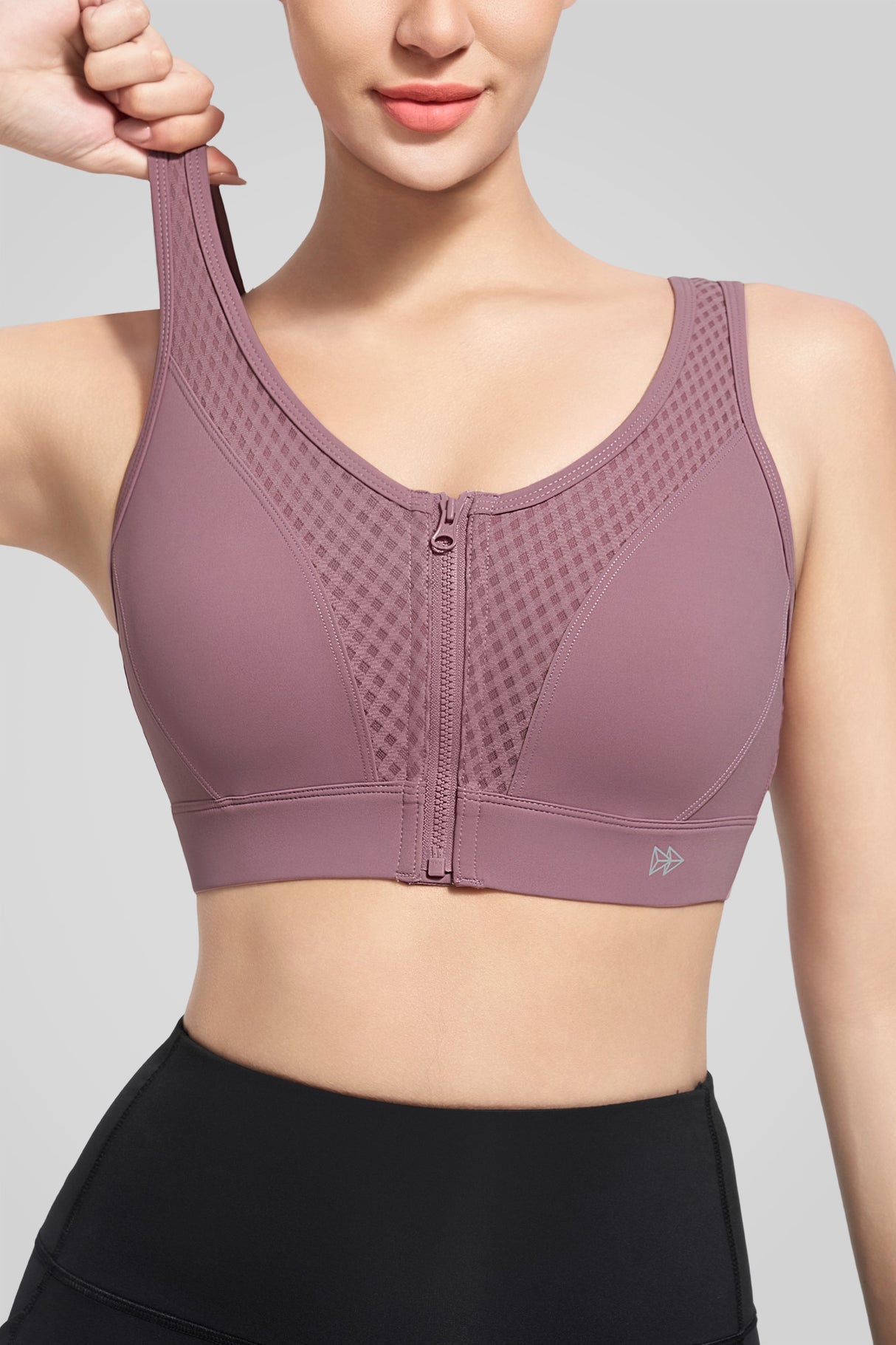 Power™ Grid Mesh Zip Front Sports Bra | Women's High Support Sports Bra