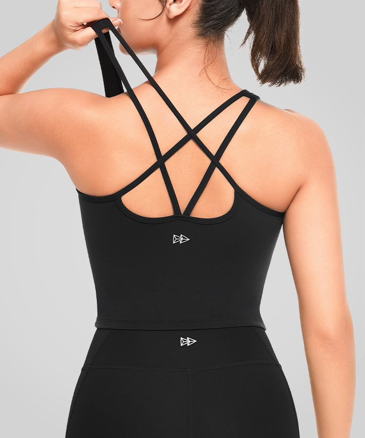 Anywhere Reflective Pattern Padded Longline Yoga Bra | Women's Light Support Sports Bra