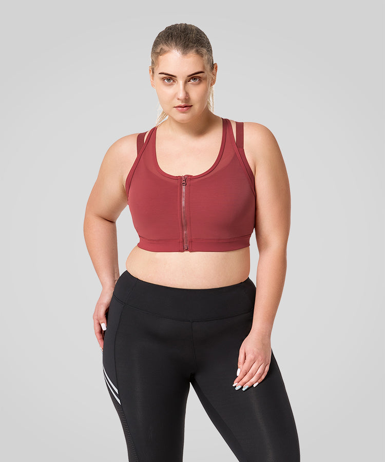 Reggiseno da corsa imbottito in rete con cerniera frontale Power | Reggiseno sportivo ad alto supporto da donna