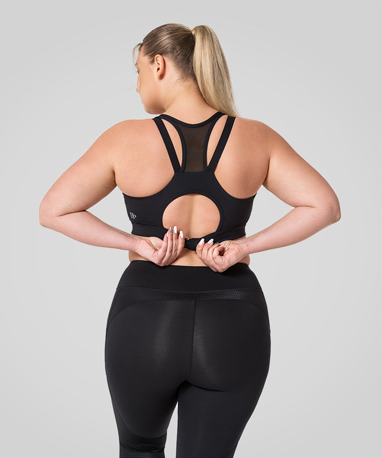 Power Zip Front Mesh Padded Running Bra | Damen Sport-BH mit starkem Halt