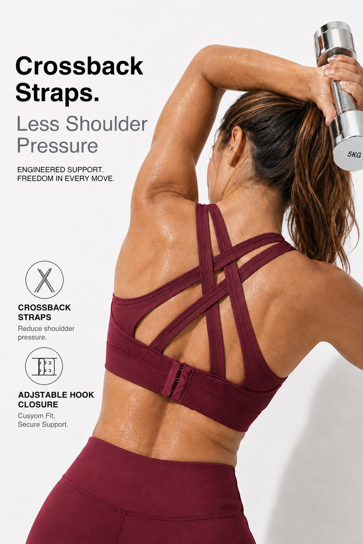 Sujetador para correr con relleno y espalda cruzada Power | Sujetador deportivo de alta sujeción para mujer
