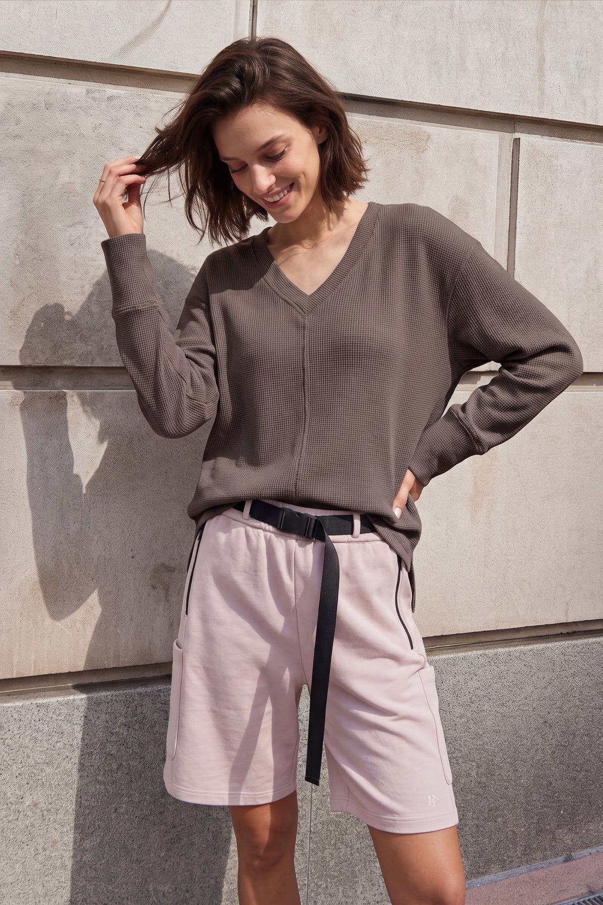 Anywhere™ V-Neck Stretch Relaxed-Fit Sweatshirt | Women's Sports Sweatshirt
