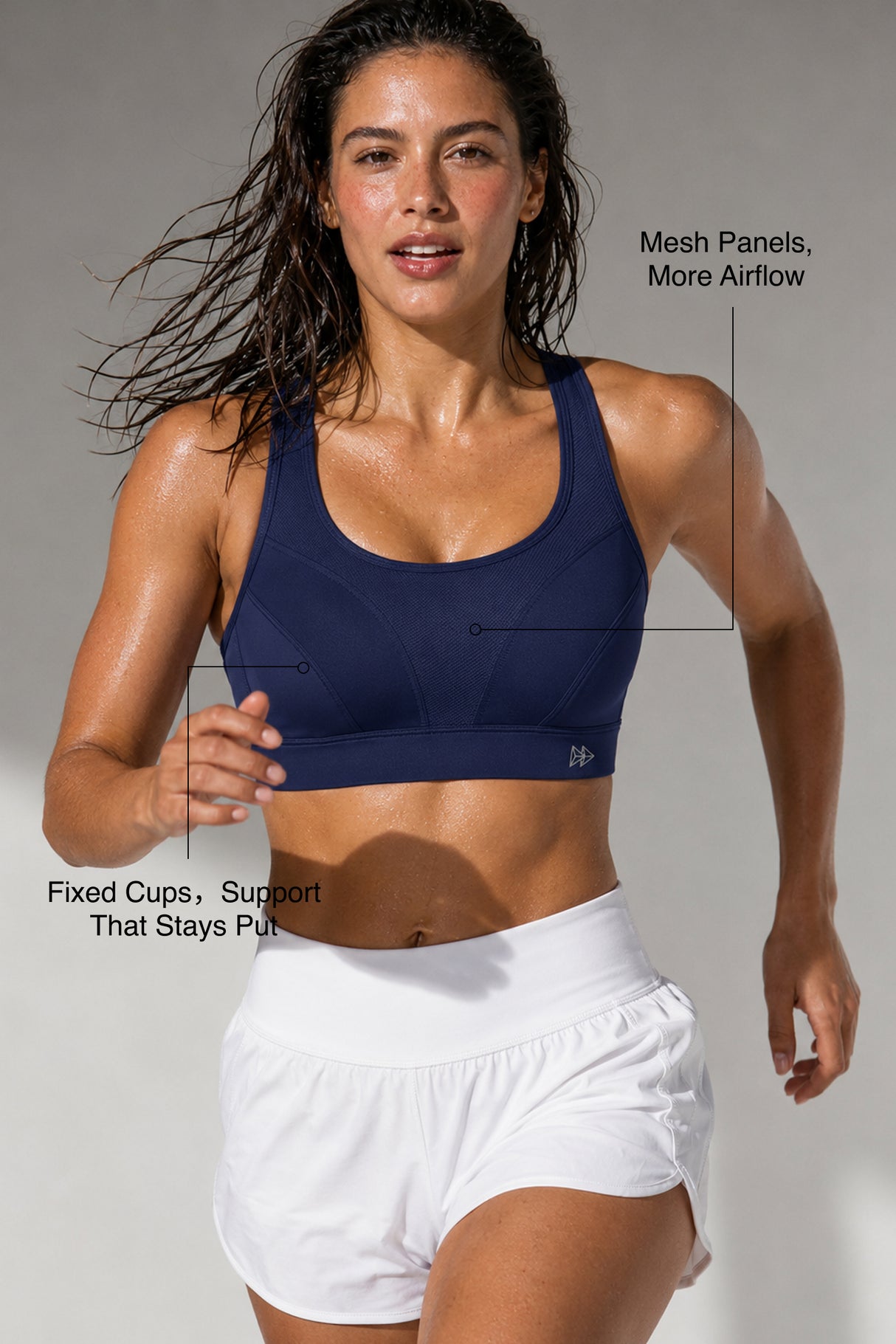 Sujetador deportivo acolchado Power Adjustable Enhance | Sujetador deportivo de sujeción media para mujer