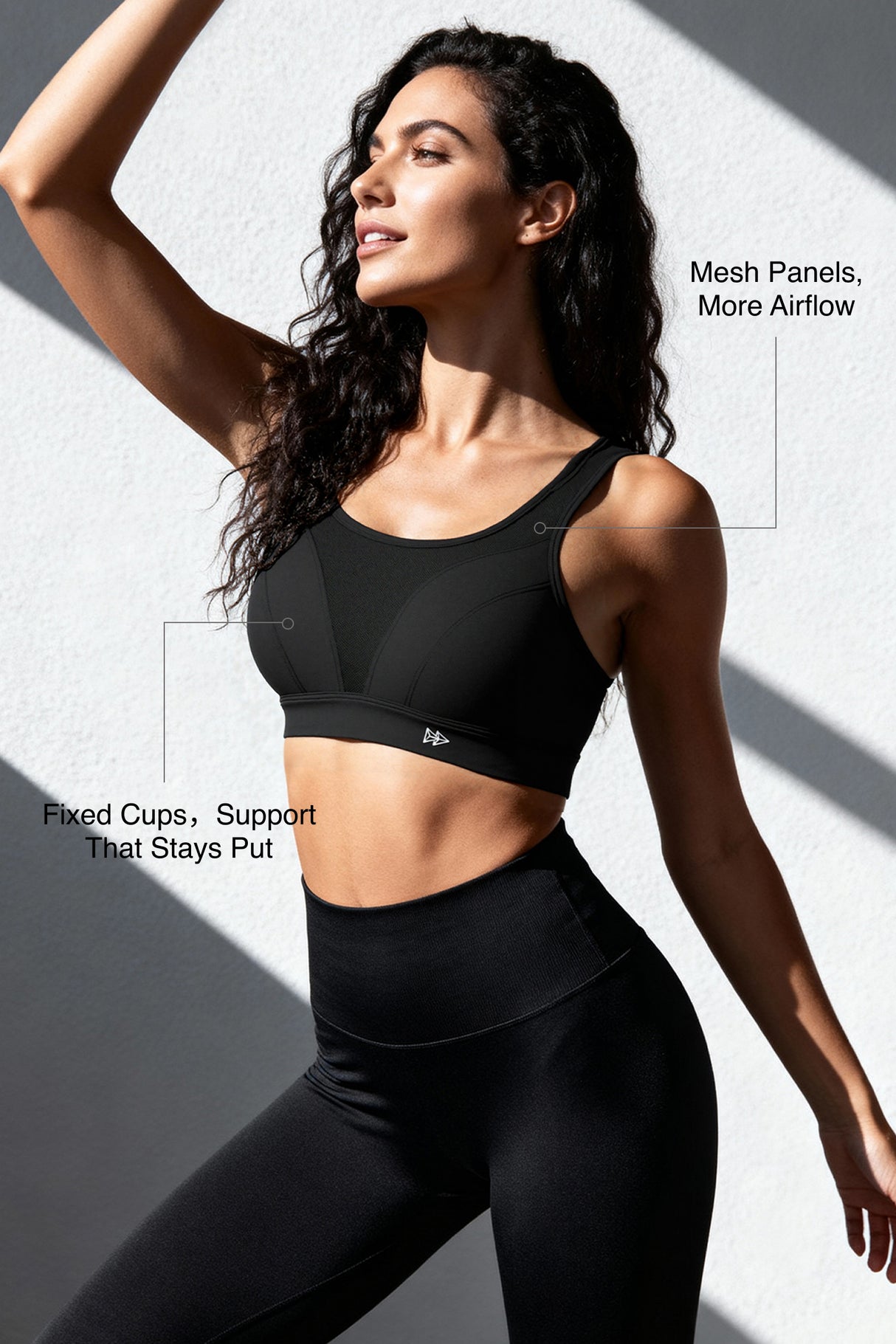 Sujetador deportivo acolchado Power Adjustable Enhance | Sujetador deportivo de sujeción media para mujer