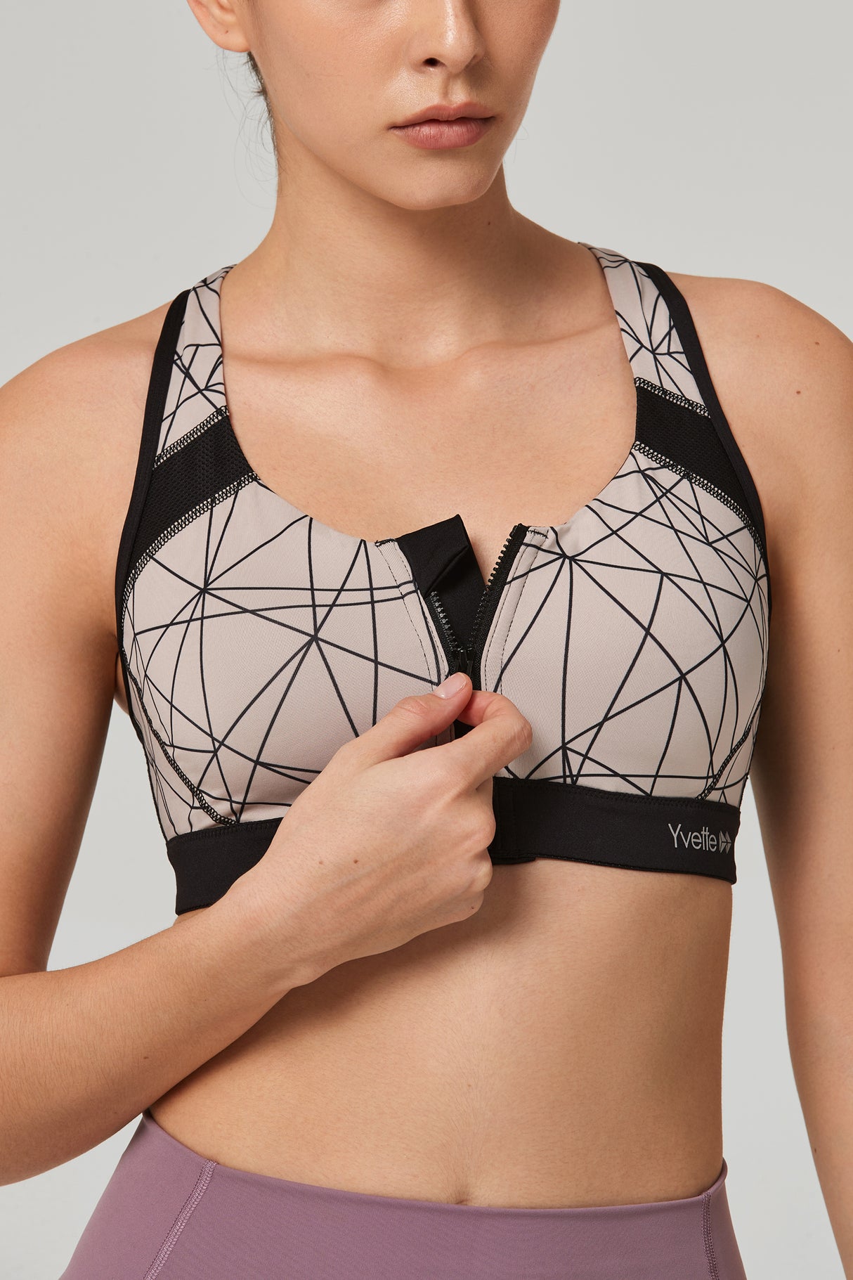Reggiseno da corsa imbottito con cerniera frontale Enfold | Reggiseno sportivo ad alto sostegno da donna