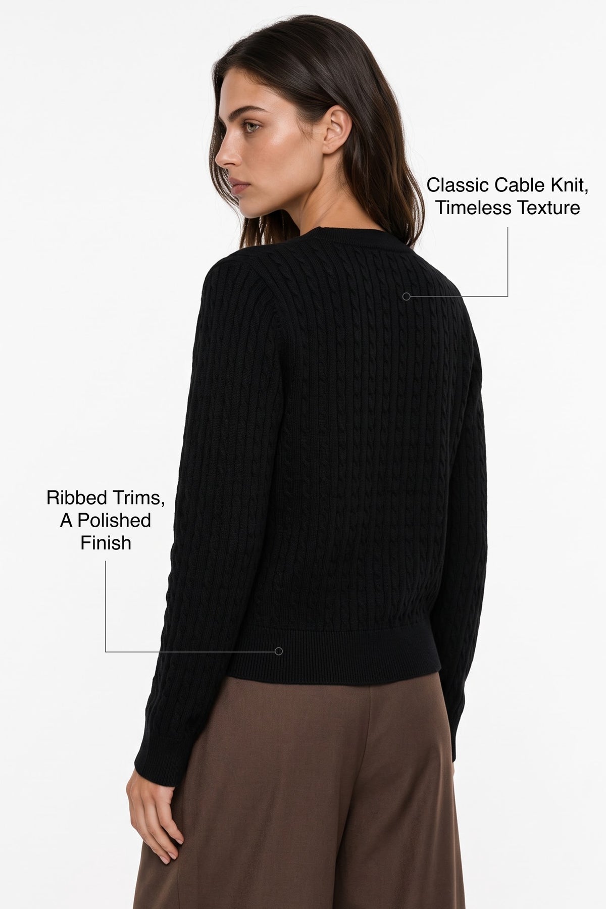 Anywhere™ Refined Cable-Knit Wool Cardigan | Women's Sweaters & Cardigans