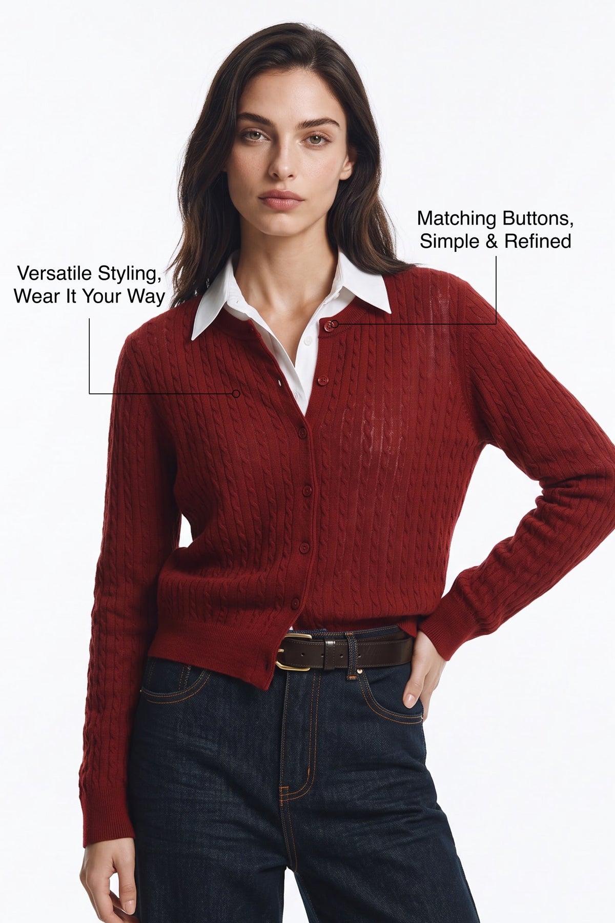 Anywhere™ Refined Cable-Knit Wool Cardigan | Women's Sweaters & Cardigans