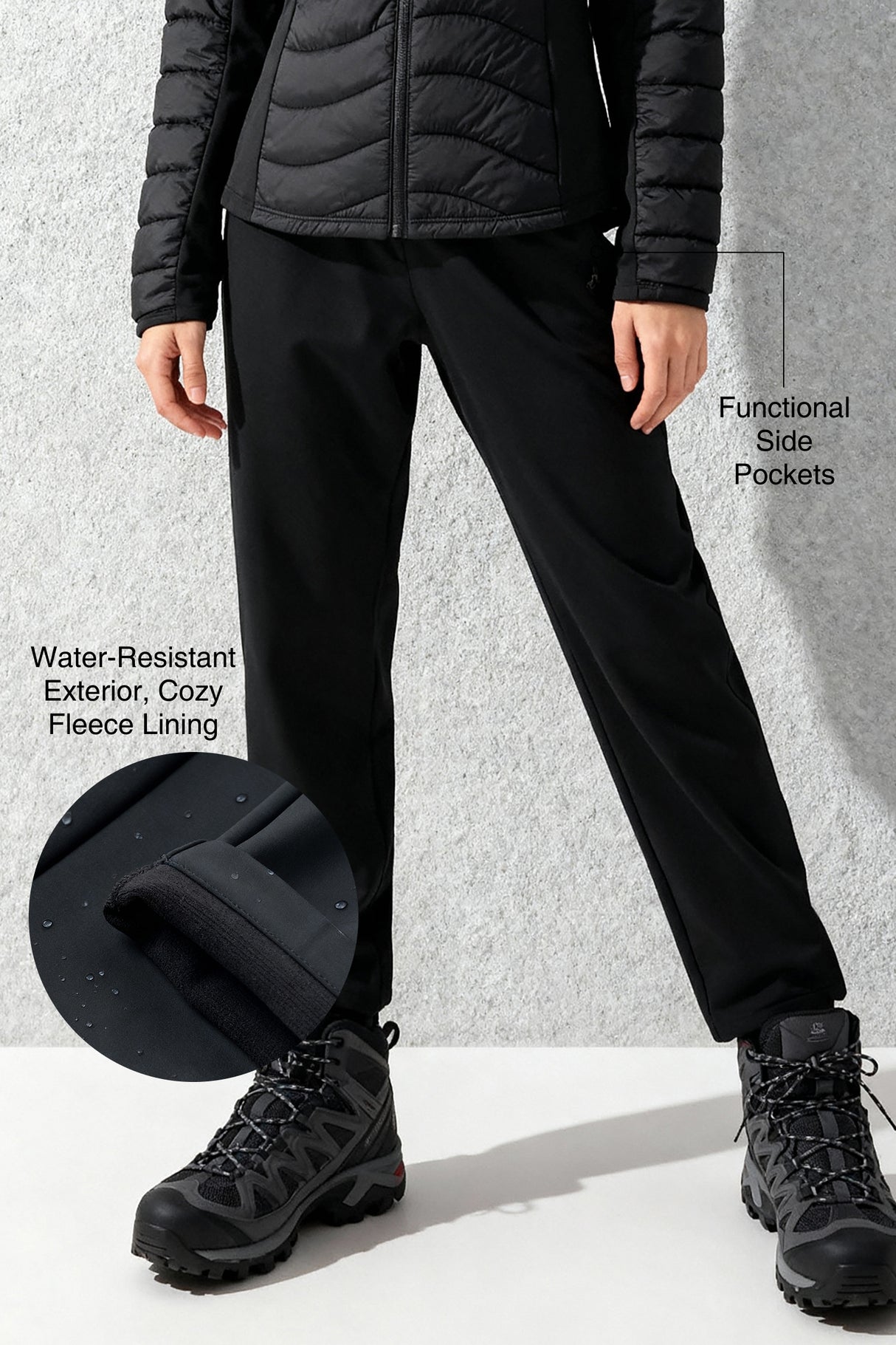 Pantalones impermeables con forro polar Anywhere de 76 cm | Pantalones deportivos para mujer