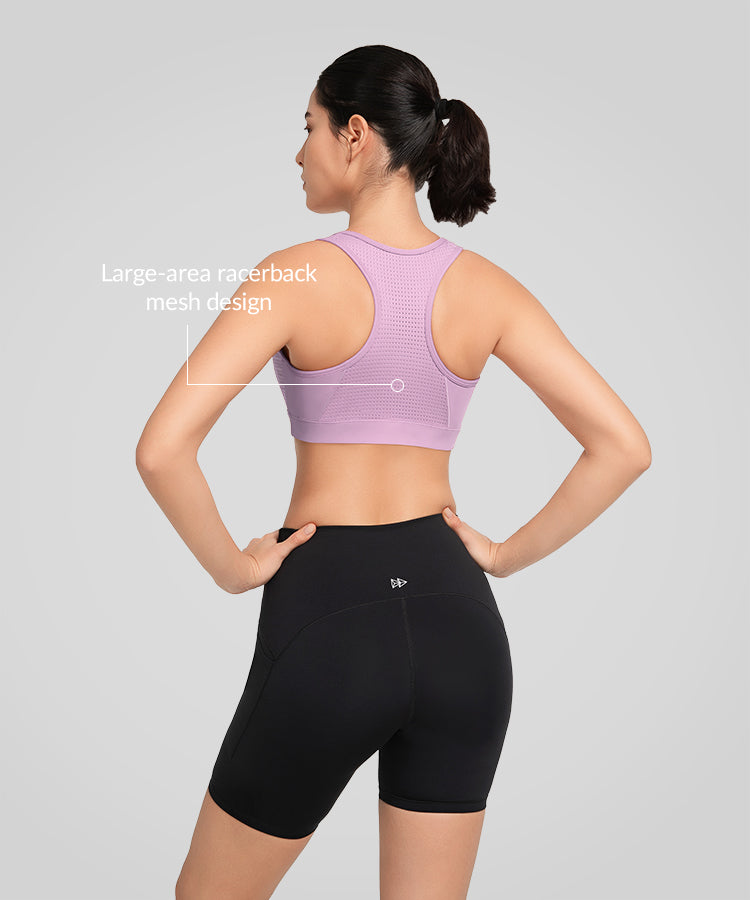 Sujetador deportivo de malla transpirable con cremallera frontal Power Zip | Sujetador deportivo de alta sujeción para mujer