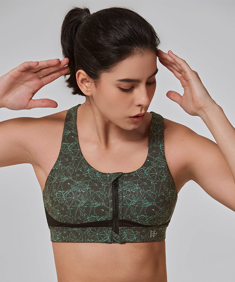 Power Zip Front Criss Cross Padded Running Bra | Women's High Support Sports Bra Power Zip Front Criss Cross Padded Running Bra | Women's High Support Sports Bra