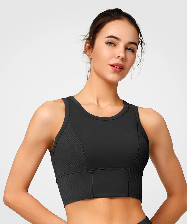 Women's Sports Bra with High Support Racer Back High Impact Workout Running  Bra Hollow Back Longline Padded Yoga Cropped Tops