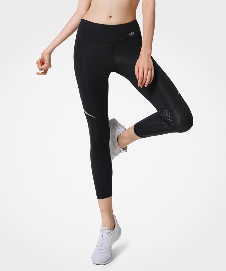 Shop Black Polyester Slim Fit Women's Sports Tights