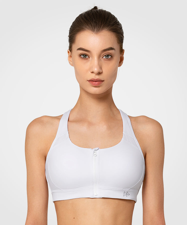 Enfold Zip Front Padded Running Bra  Women's High Support Sports Bra –  Yvette