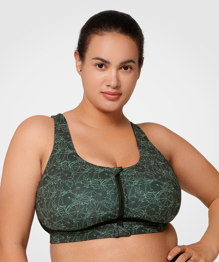 Power Zip Front Criss Cross Padded Running Bra