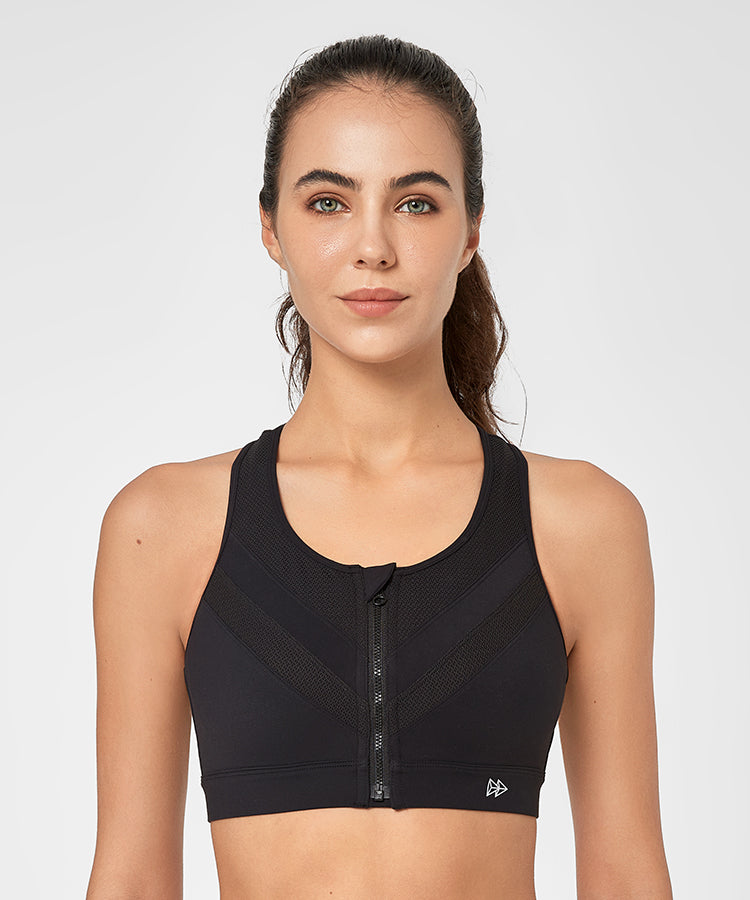 NIKE Shape Molded Cup Zip Front Wirefree High Impact Black Sports Bra  Womens XS 