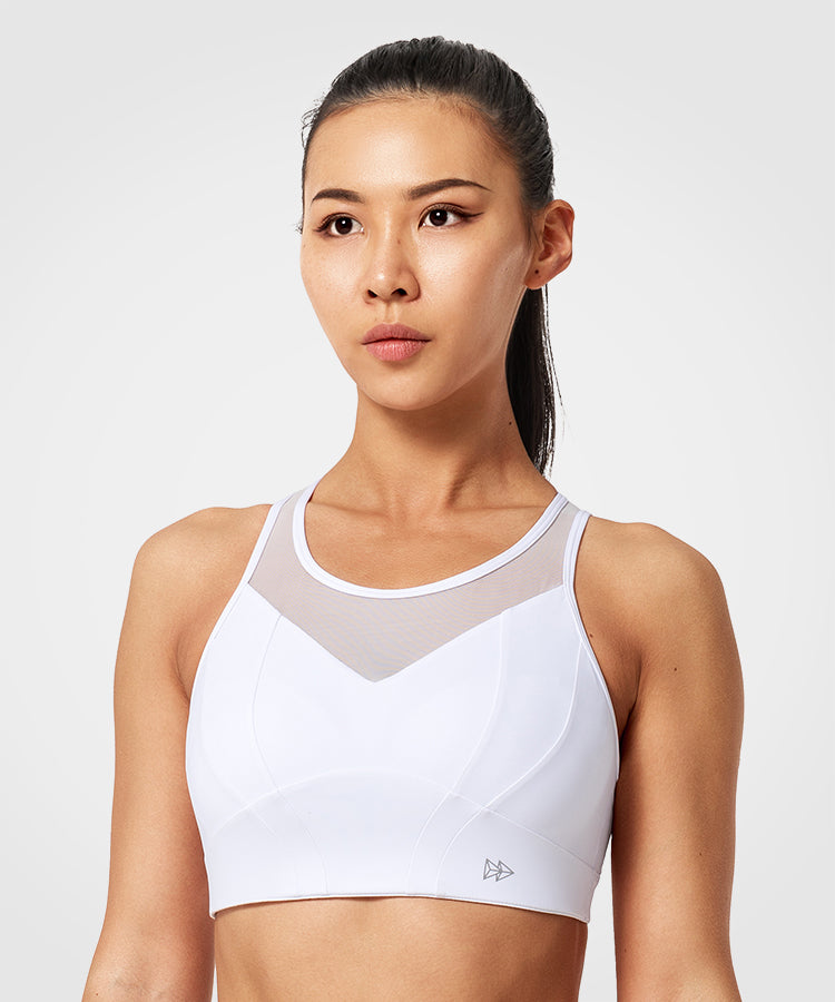 Power Mesh Racerback Padded Running Bra  Women's High Support Sports –  Yvette