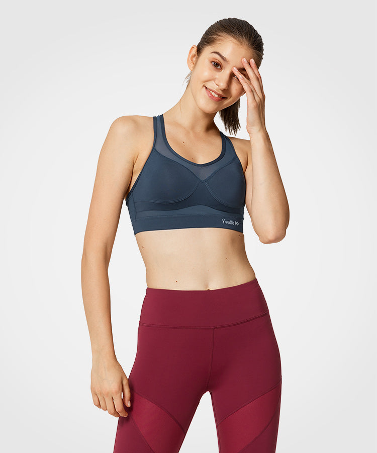 Shift V-Ausschnitt Mesh gepolsterter Lauf-BH | Damen Sport-BH mit starkem Halt