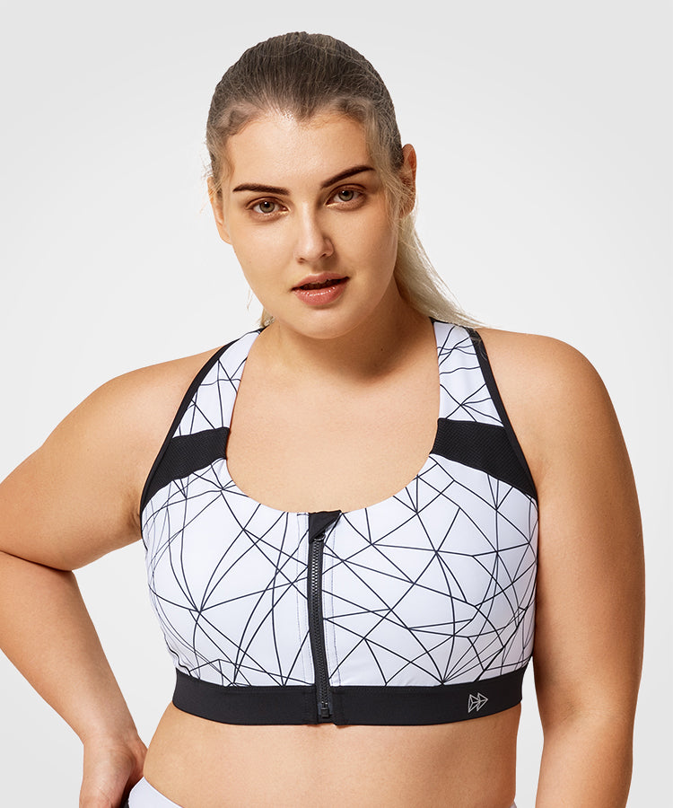 Enfold Zip Front Padded Running Bra | Women's High Support Sports Bra (Plus Size) Enfold Zip Front Padded Running Bra | Women's High Support Sports Bra (Plus Size)