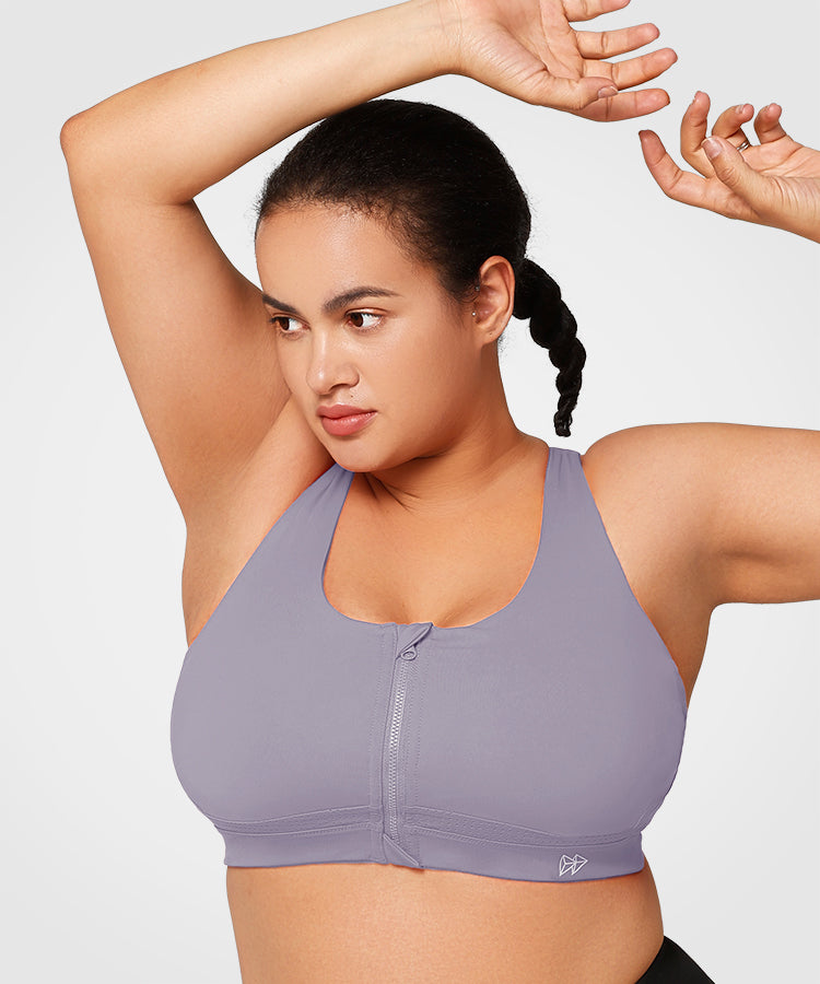 Power Zip Front Criss Cross Padded Running Bra