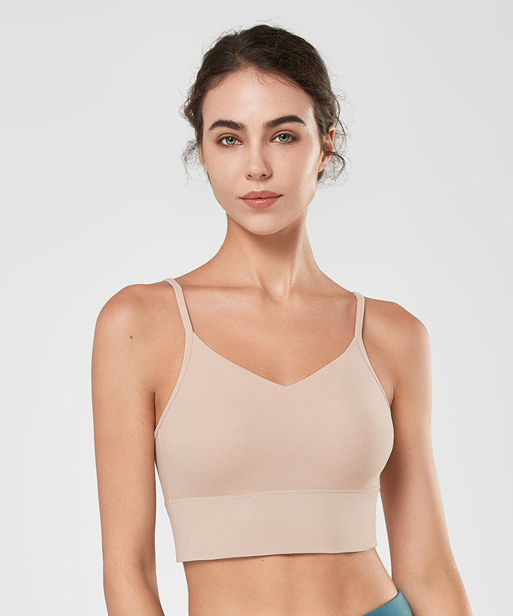 Echo V-Neck Ribbed Padded Yoga Bra