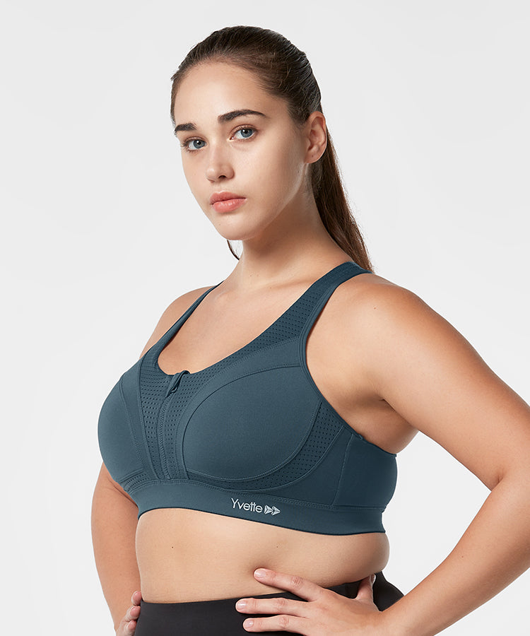 Power Zip Front Racerback Padded Running Bra | Women's High Support Sports  Bra (Plus Size)