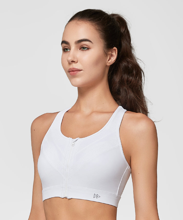 Enfold Zip Mesh gepolsterter Lauf-BH | Damen-Sport-BH mit starker Unterstützung (Übergröße)