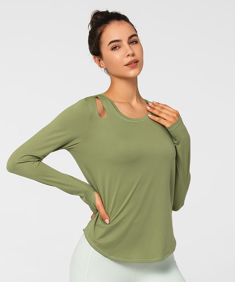 Shift Cut Out Long Sleeve Yoga T-shirt